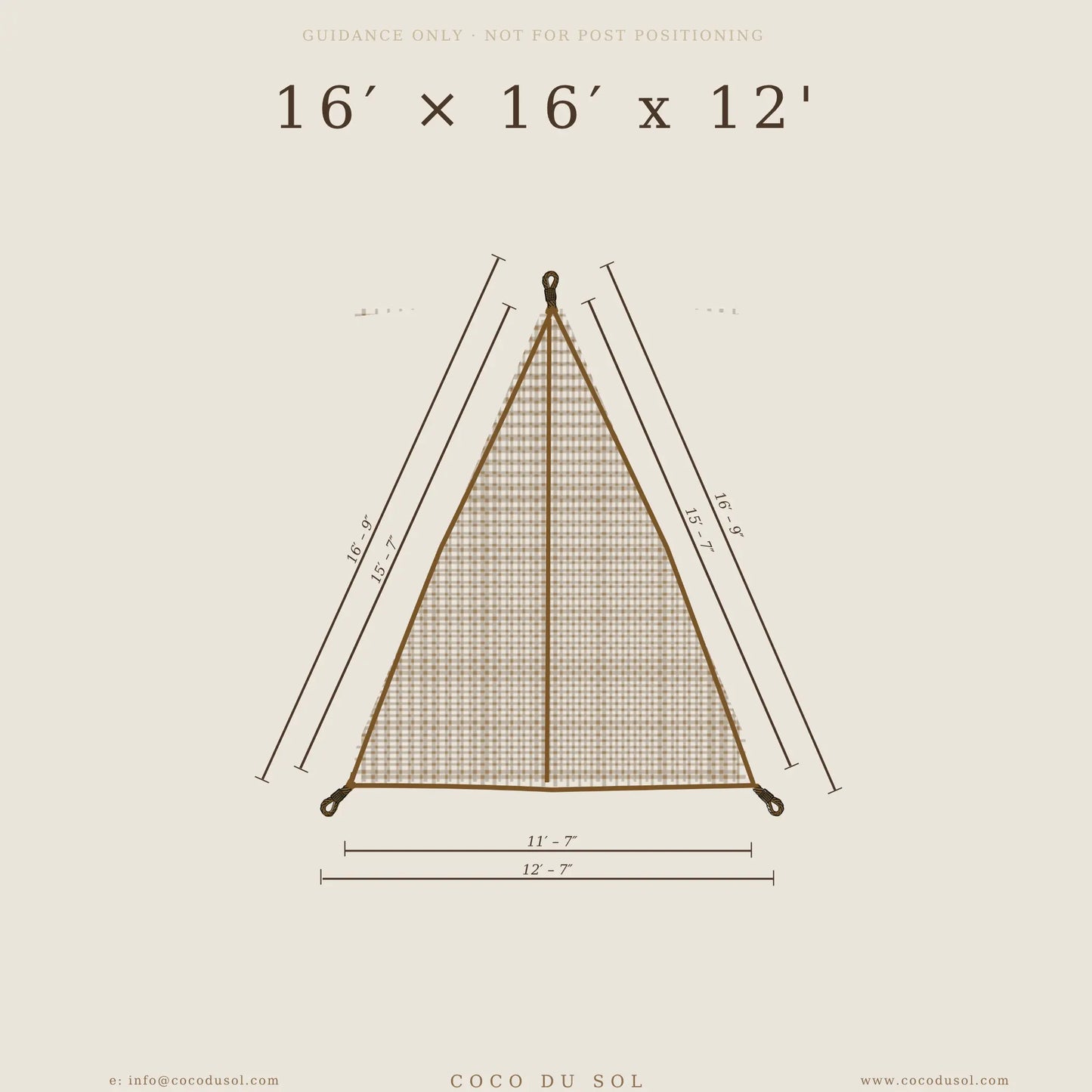 16ft Triangle Coconut Fiber Shade Sail — Large Natural Patio & Pergola Shade