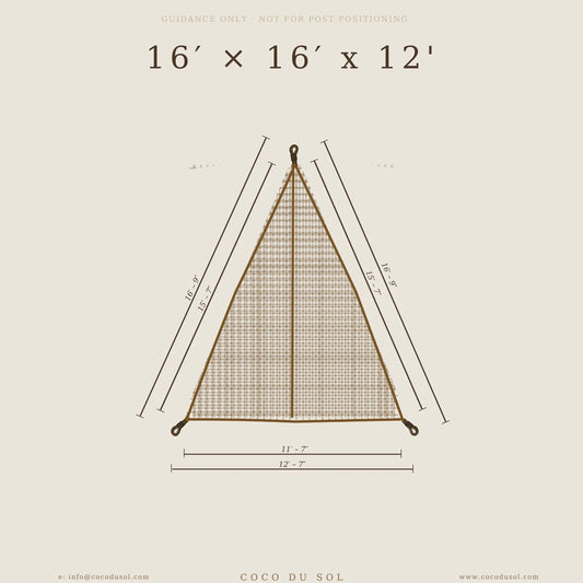 16ft Triangle Coconut Fiber Shade Sail — Large Natural Patio & Pergola Shade