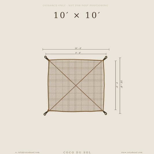10ft x 10ft Square Coconut Fiber Shade Sail — Natural Patio & Garden Shade