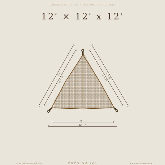12ft Triangle Coconut Fiber Shade Sail — Natural Patio & Pergola Shade