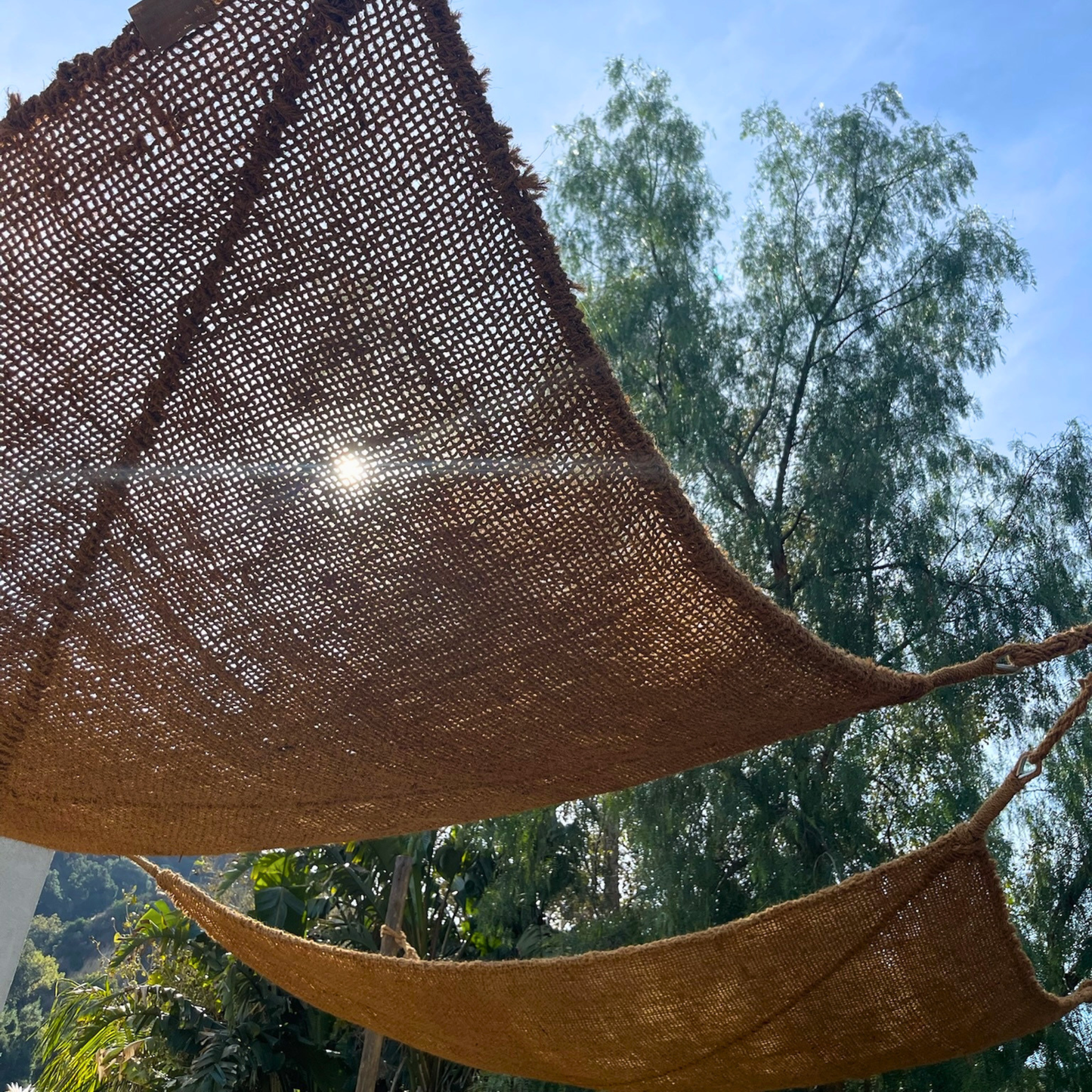 7ft x 10ft Rectangle Coconut Fiber Shade Sail — Natural Patio Sun Shade