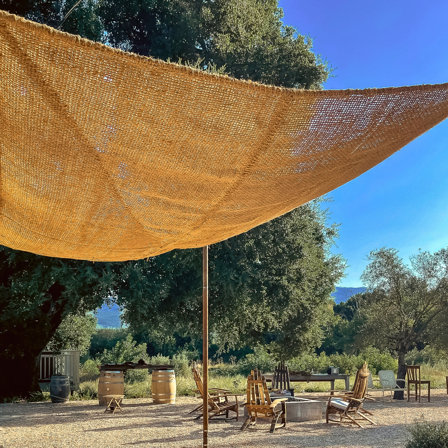 10ft x 10ft Square Coconut Fiber Shade Sail — Natural Patio & Garden Shade