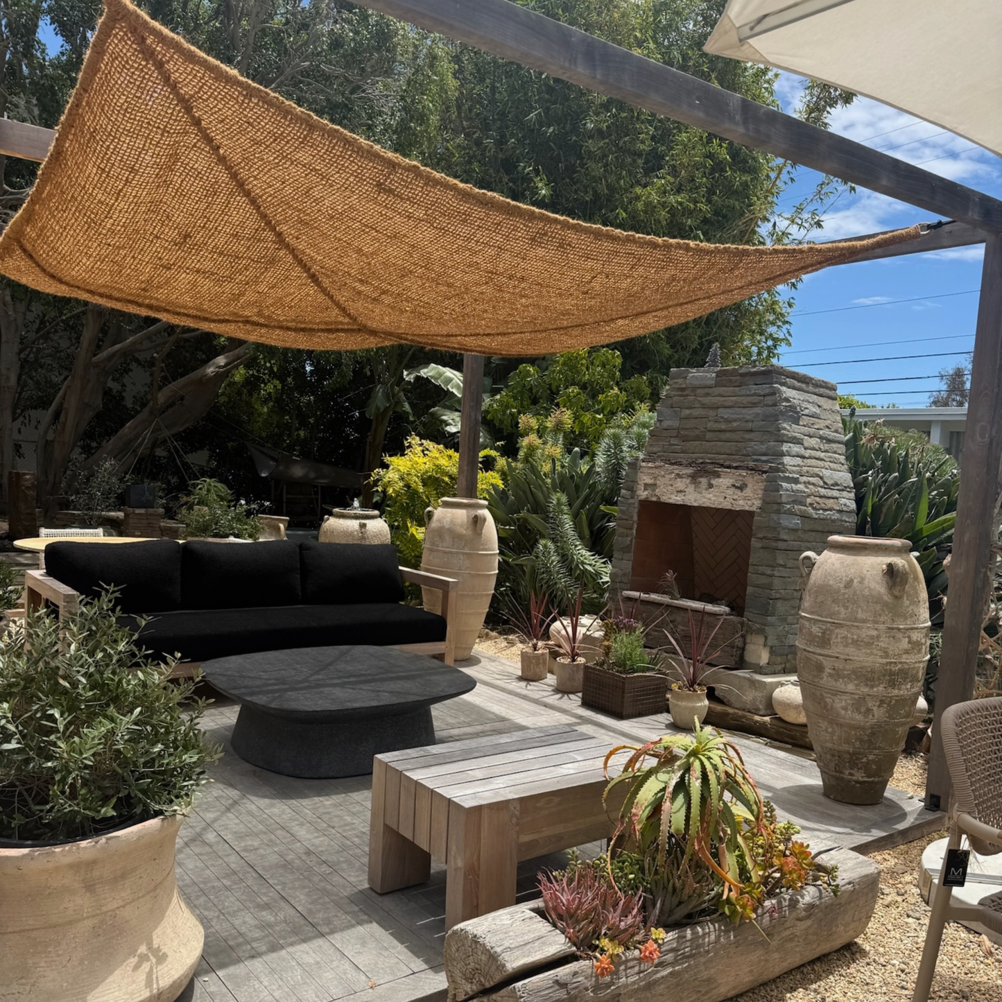 10ft x 10ft Square Coconut Fiber Shade Sail — Natural Patio & Garden Shade