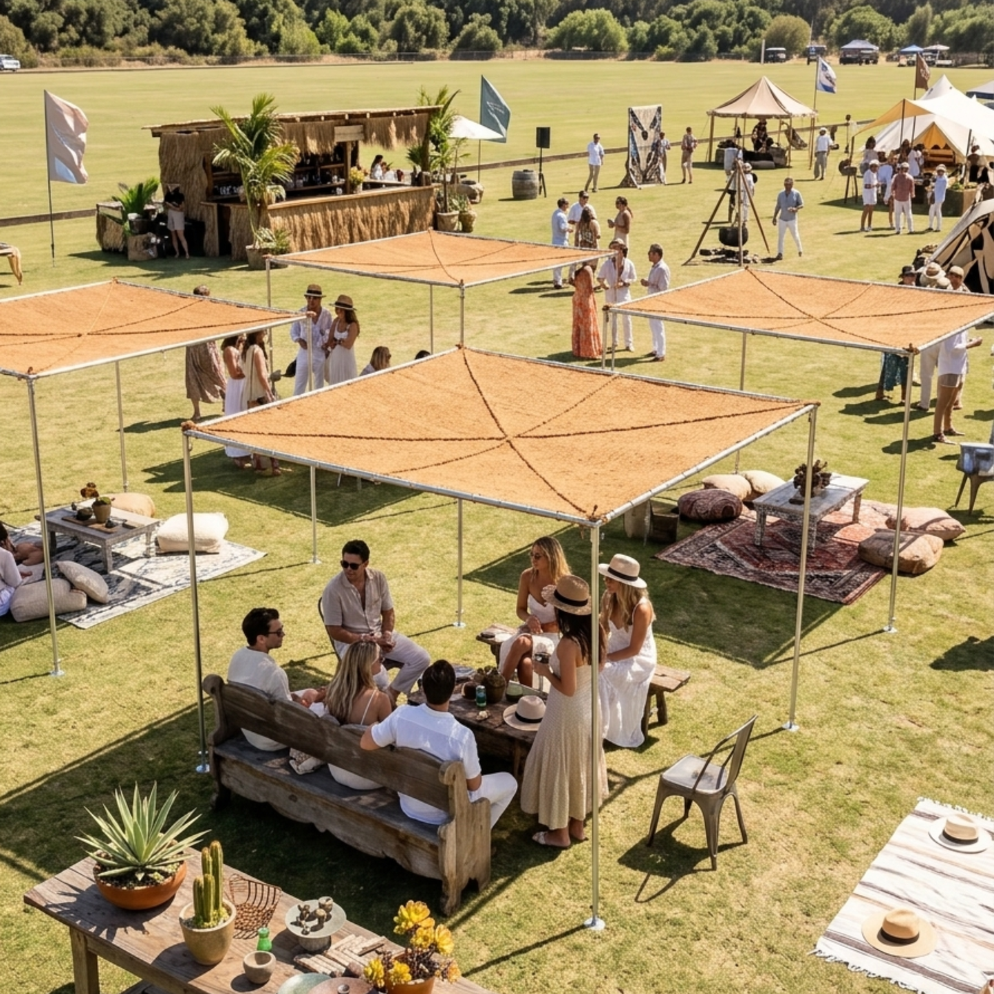 10ft x 10ft Square Coconut Fiber Shade Sail — Natural Patio & Garden Shade